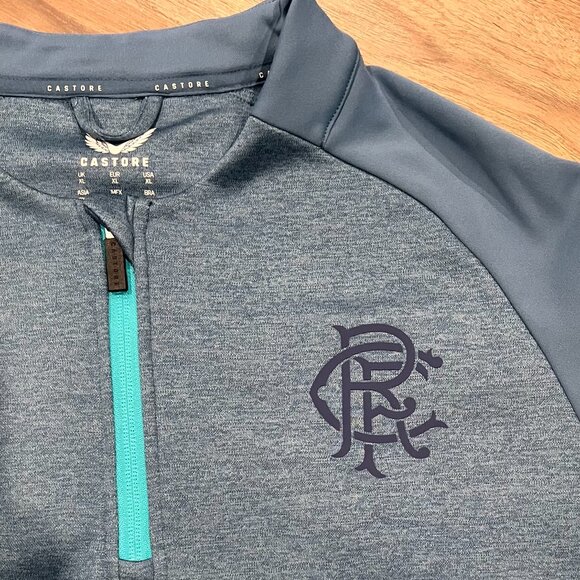 Castore Heather Blue Rangers Quarter Zip - Men's XL - Picture 2 of 7